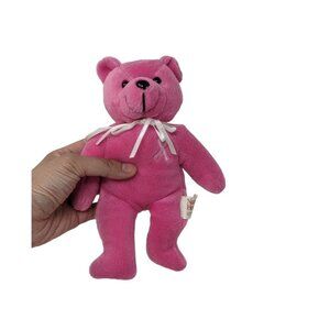 Breast Cancer Awareness Pink Ribbon Teddy Bear Plush Stuffed Animal Beanie Baby
